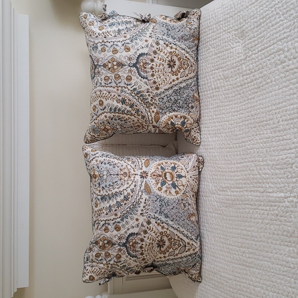 Pair of Quilted Pottery Barn Euro Shams